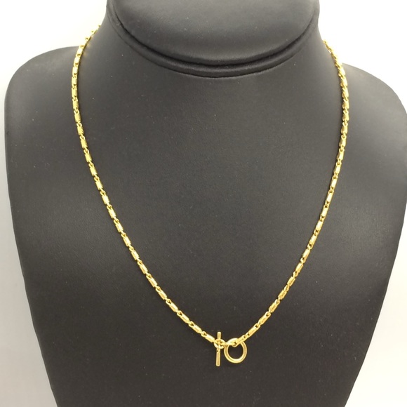 !!SOLD!! MADEWELL TOGGLE NECKLACE CHAIN GOLD TONE MINIMALIST QUIET LUXURY - Picture 8 of 13